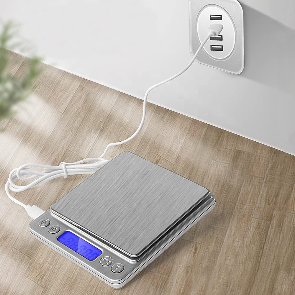 BILANCIA CUCINA ELETTRONICA BILANCINO carica cavetto USB DIGITALE pesa da gr. 0,01 a gr.500